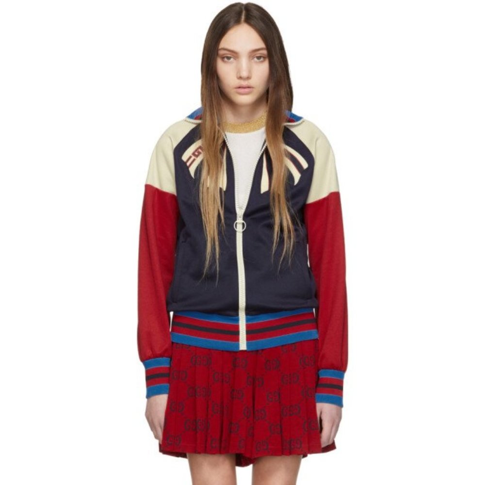 Gucci Red and Navy Bomber Jacket